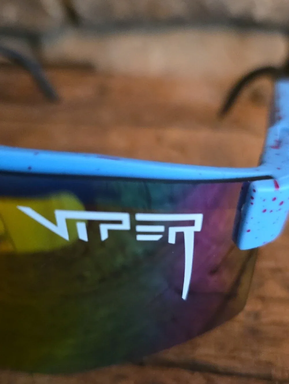 Pit Viper Men's Sunglasses – Light Blue Frame with Rainbow Mirrored Lens